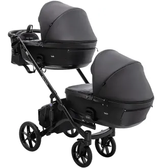 Коляска 2 в 1 для двійні Bair Kiwi DUO ECO BKD-15 чорний