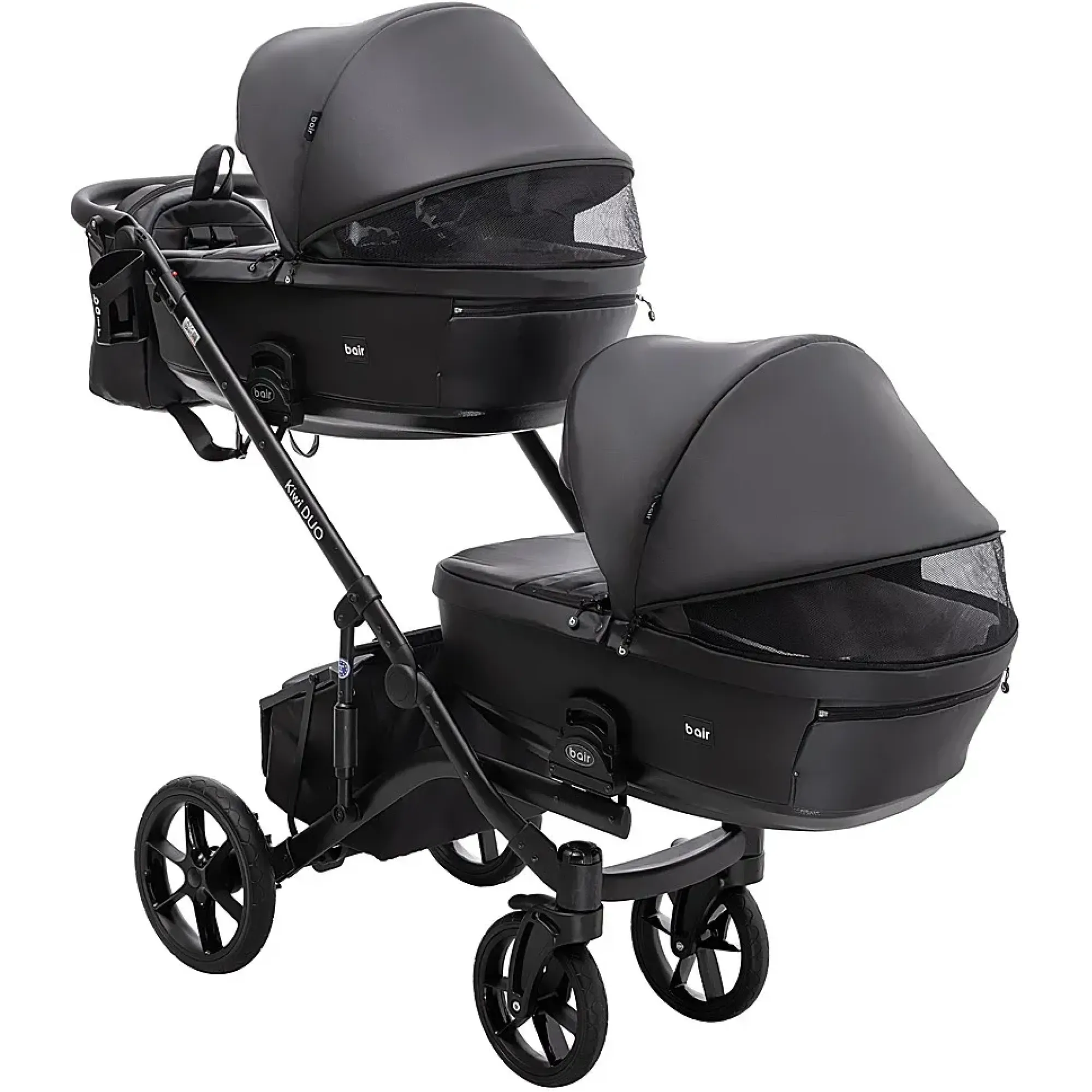 Коляска 2 в 1 для двійні Bair Kiwi DUO ECO BKD-15 чорний