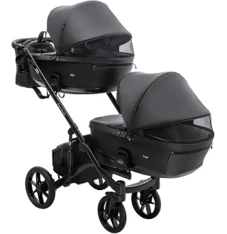 Коляска 2 в 1 для двійні Bair Kiwi DUO ECO BKD-15 чорний