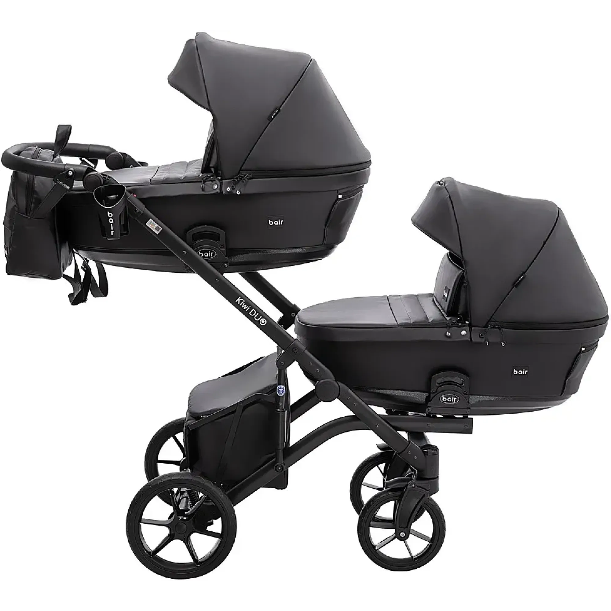 Коляска 2 в 1 для двійні Bair Kiwi DUO ECO BKD-15 чорний