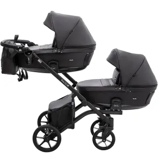 Коляска 2 в 1 для двійні Bair Kiwi DUO ECO BKD-15 чорний
