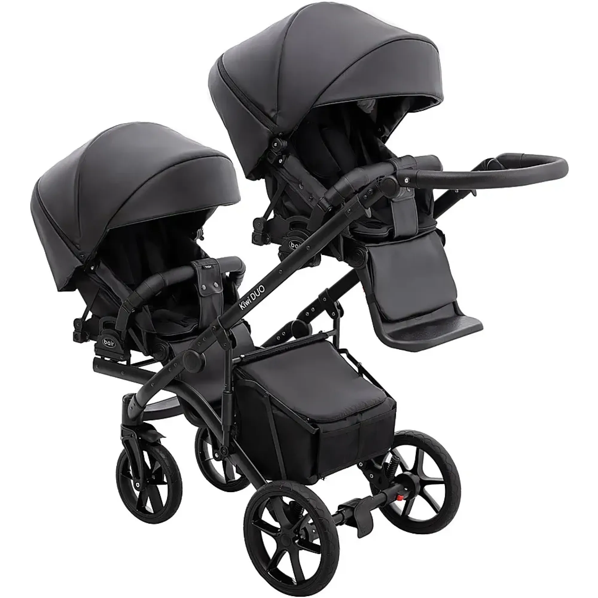 Коляска 2 в 1 для двійні Bair Kiwi DUO ECO BKD-15 чорний