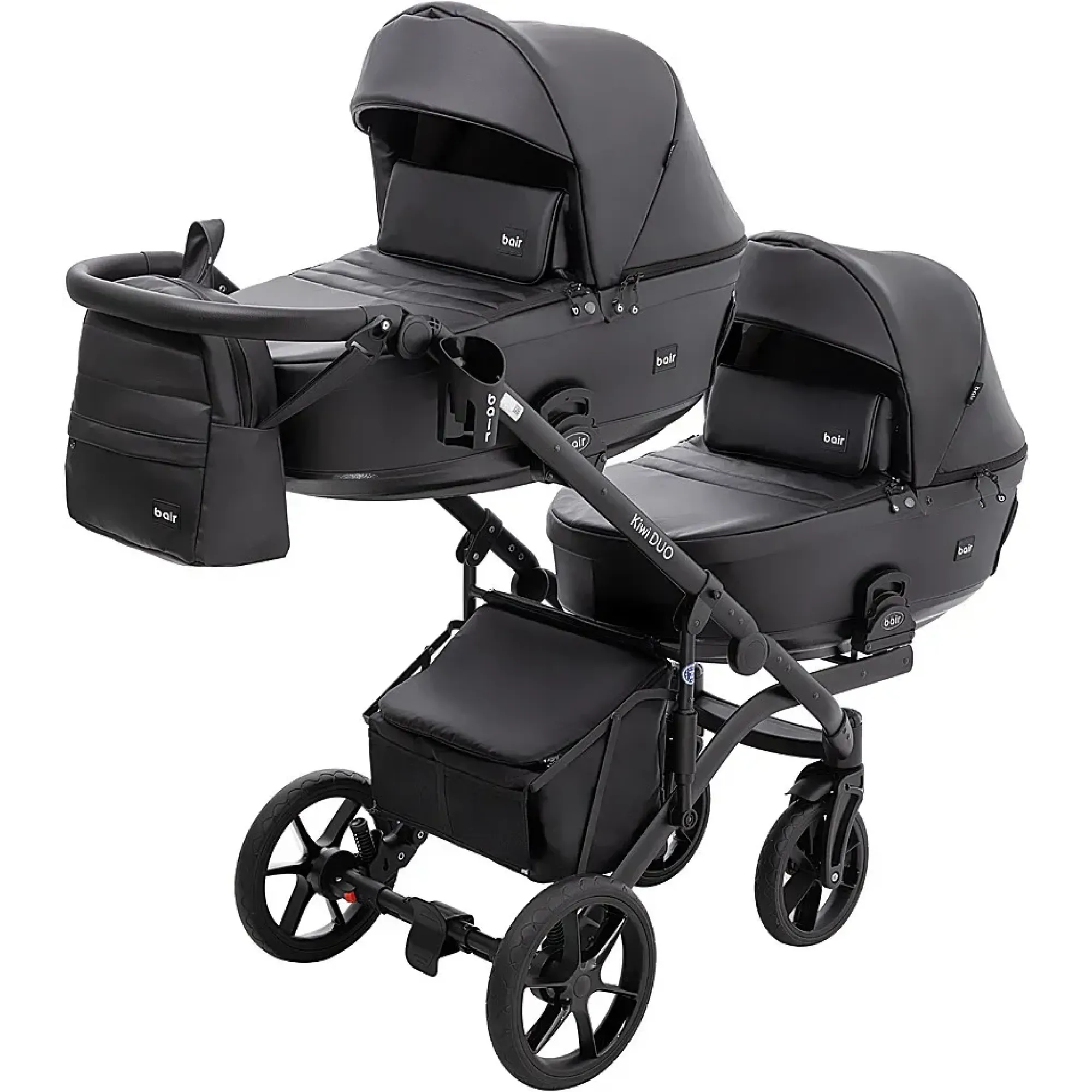 Коляска 2 в 1 для двійні Bair Kiwi DUO ECO BKD-15 чорний