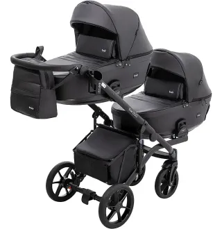 Коляска 2 в 1 для двійні Bair Kiwi DUO ECO BKD-15 чорний