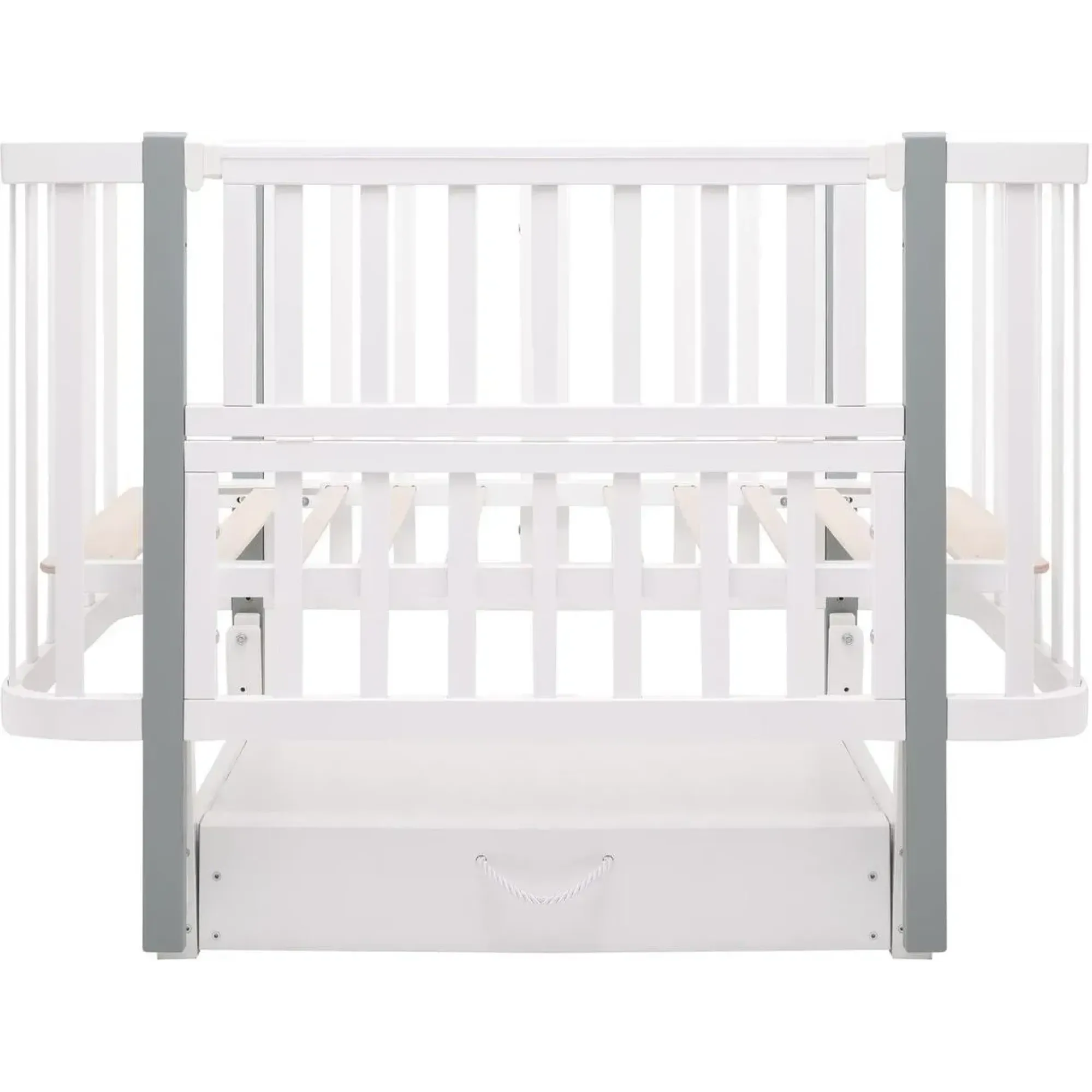Ліжко Babyroom Місяць LU-3 маятник, шухляда білий / сірий