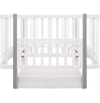 Ліжко Babyroom Місяць LU-3 маятник, шухляда білий / сірий