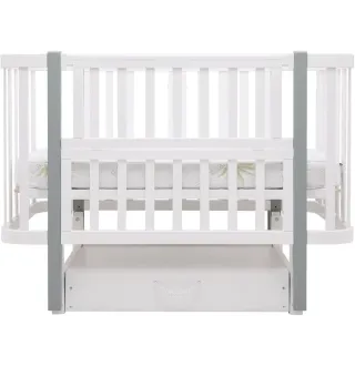 Ліжко Babyroom Місяць LU-3 маятник, шухляда білий / сірий