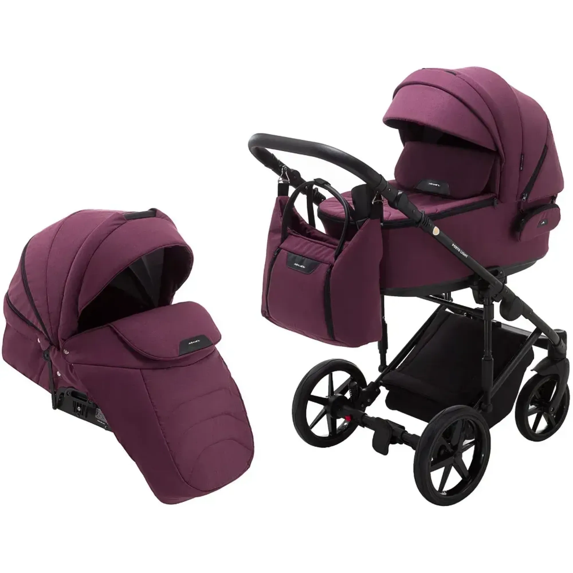 Коляска 2 в 1 Adamex Porto Light Tip TK-80 бордовий