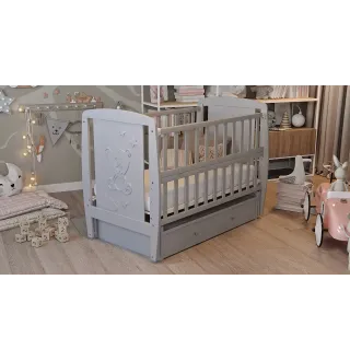 Ліжко Bair Умка UMY-3 маятник, шухляда, відкидний бік бук сірий