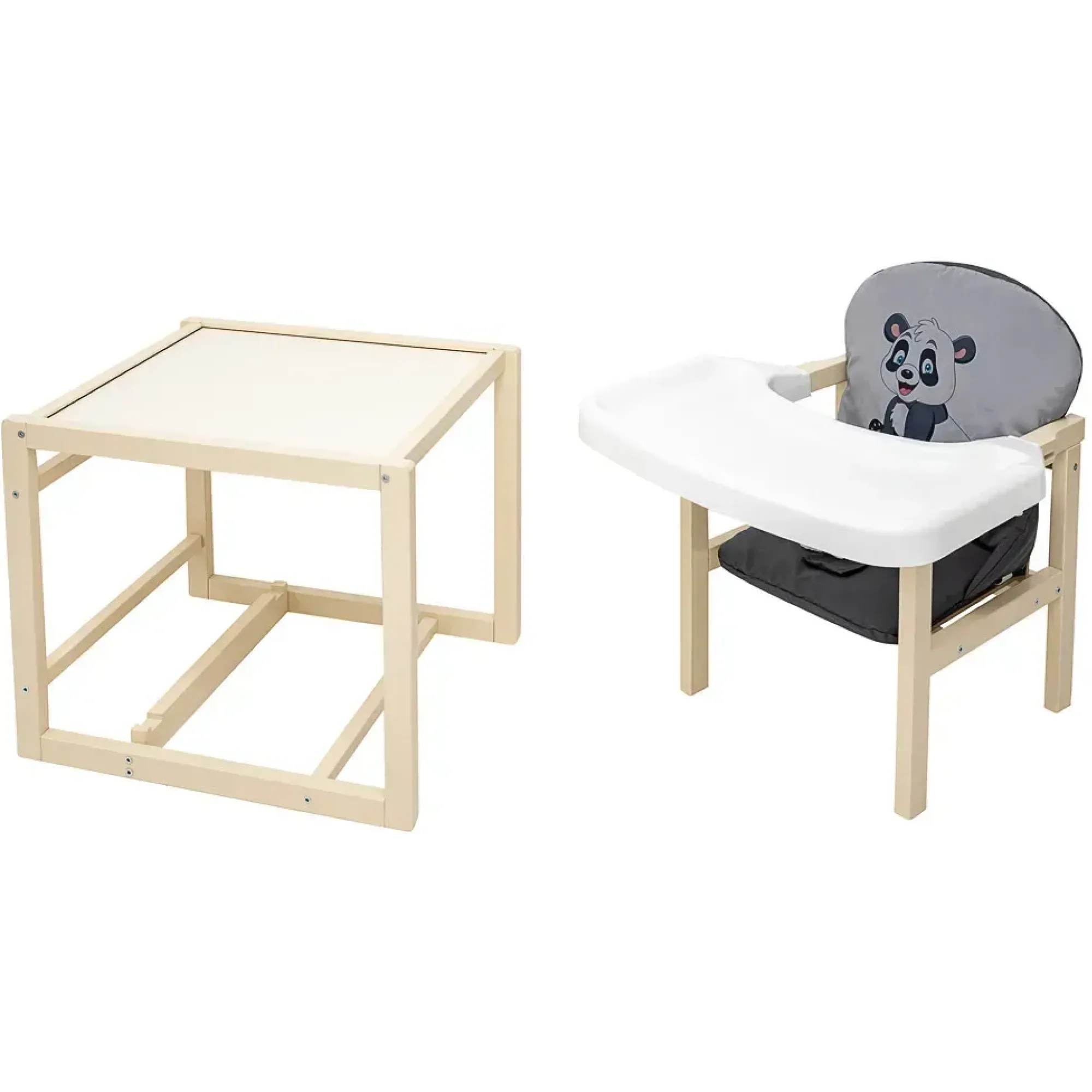 Стільчик-трансформер Babyroom Пеппі-260 слонова кістка сірий / графіт (панда)