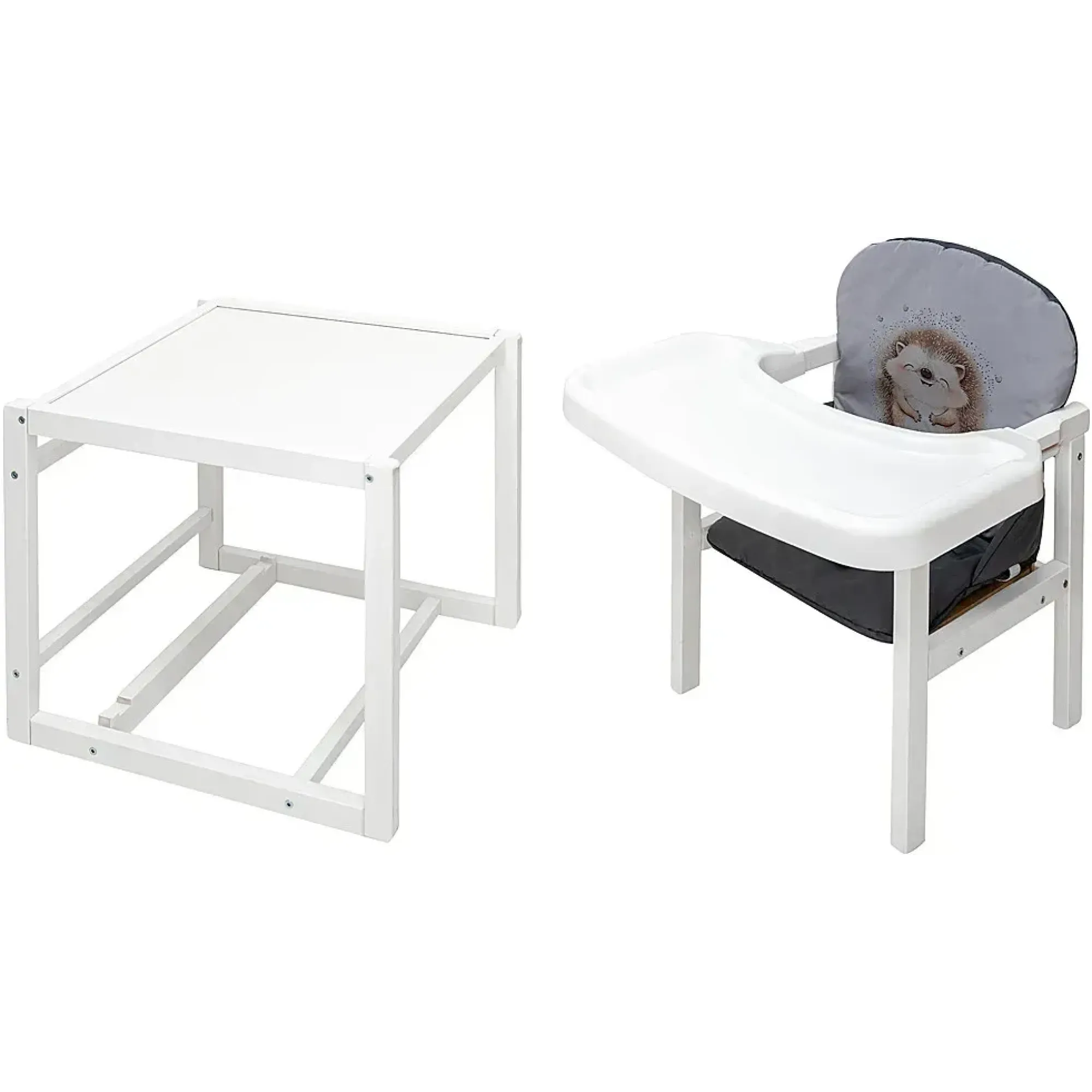 Стільчик-трансформер Babyroom Пеппі-240 білий сірий / графіт (їжачок, серця)