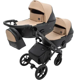 Коляска 2 в 1 для двійні Bair Kiwi DUO ECO BKD-18/15 капучино / чорний