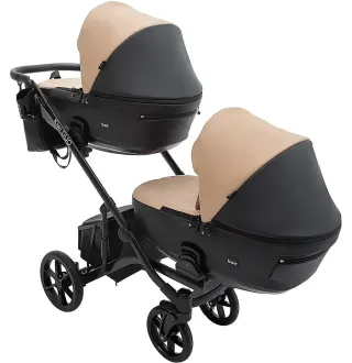 Коляска 2 в 1 для двійні Bair Kiwi DUO ECO BKD-18/15 капучино / чорний