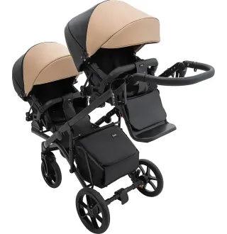 Коляска 2 в 1 для двійні Bair Kiwi DUO ECO BKD-18/15 капучино / чорний