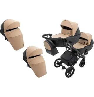 Коляска 2 в 1 для двійні Bair Kiwi DUO ECO BKD-18/15 капучино / чорний