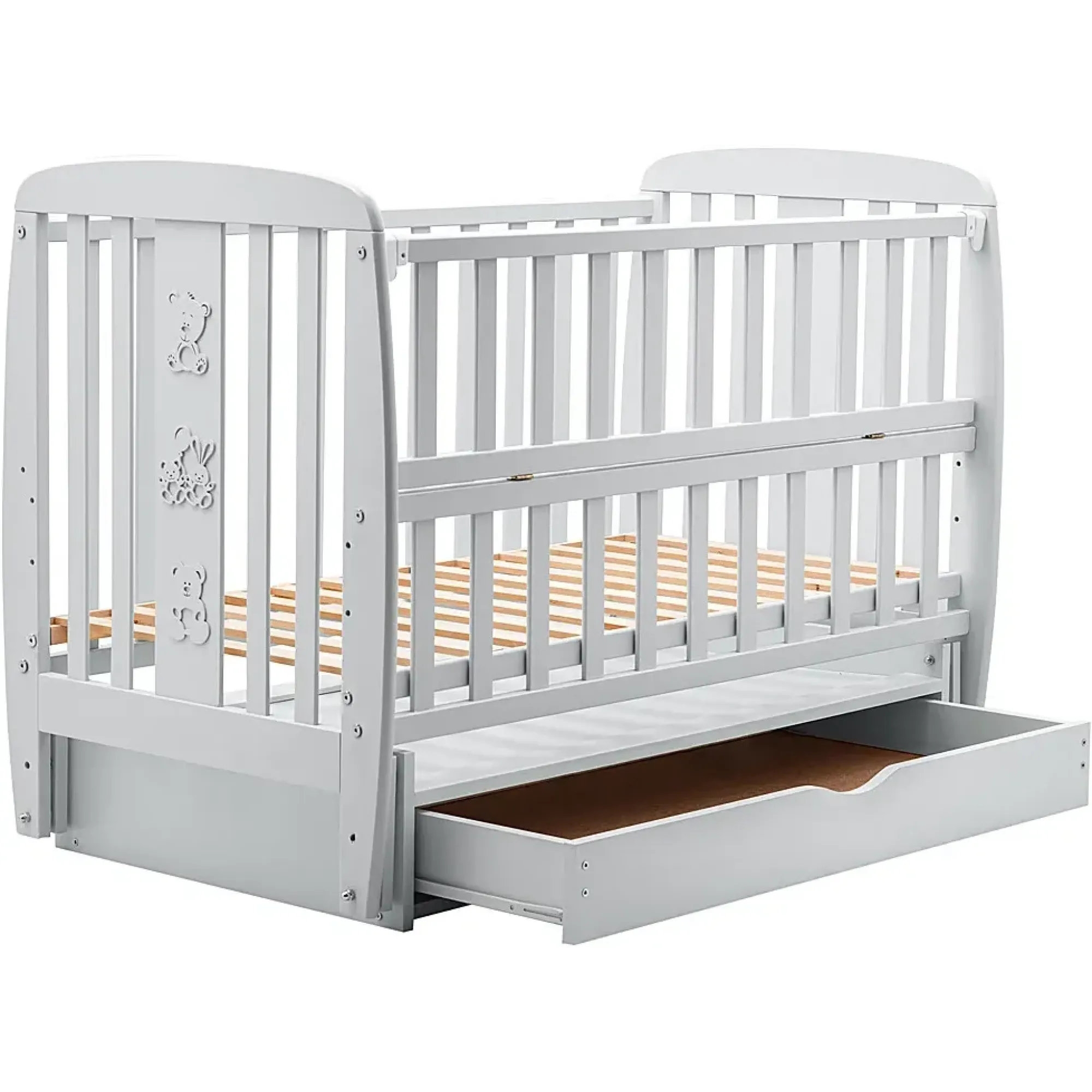 Ліжко Babyroom Друзі DDMYO-3 маятник, ящик, відкидний бік бук сірий