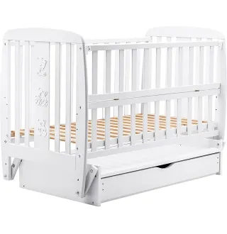 Ліжко Babyroom Друзі DDMYO-3 маятник, ящик, відкидний бік бук білий
