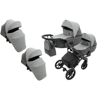 Коляска 2 в 1 для двійні Bair Kiwi DUO ECO BKD-21/15 сірий / графіт