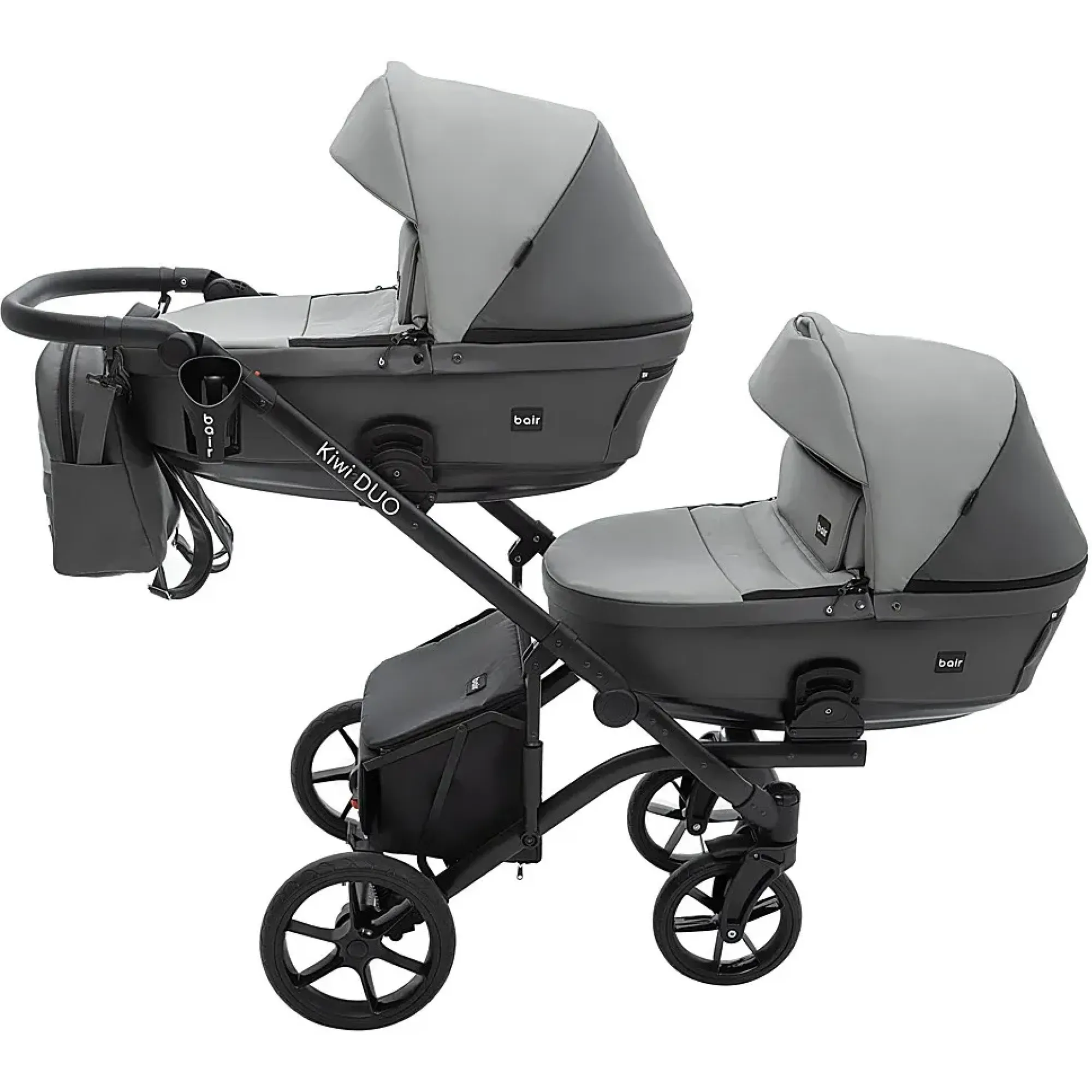 Коляска 2 в 1 для двійні Bair Kiwi DUO ECO BKD-21/15 сірий / графіт