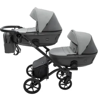 Коляска 2 в 1 для двійні Bair Kiwi DUO ECO BKD-21/15 сірий / графіт