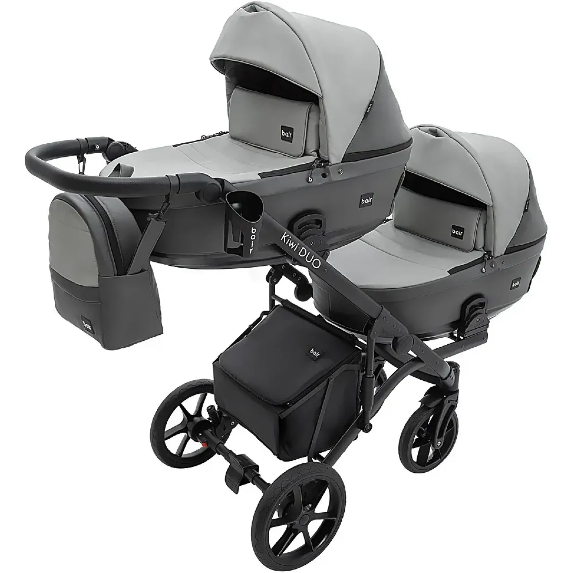 Коляска 2 в 1 для двійні Bair Kiwi DUO ECO BKD-21/15 сірий / графіт