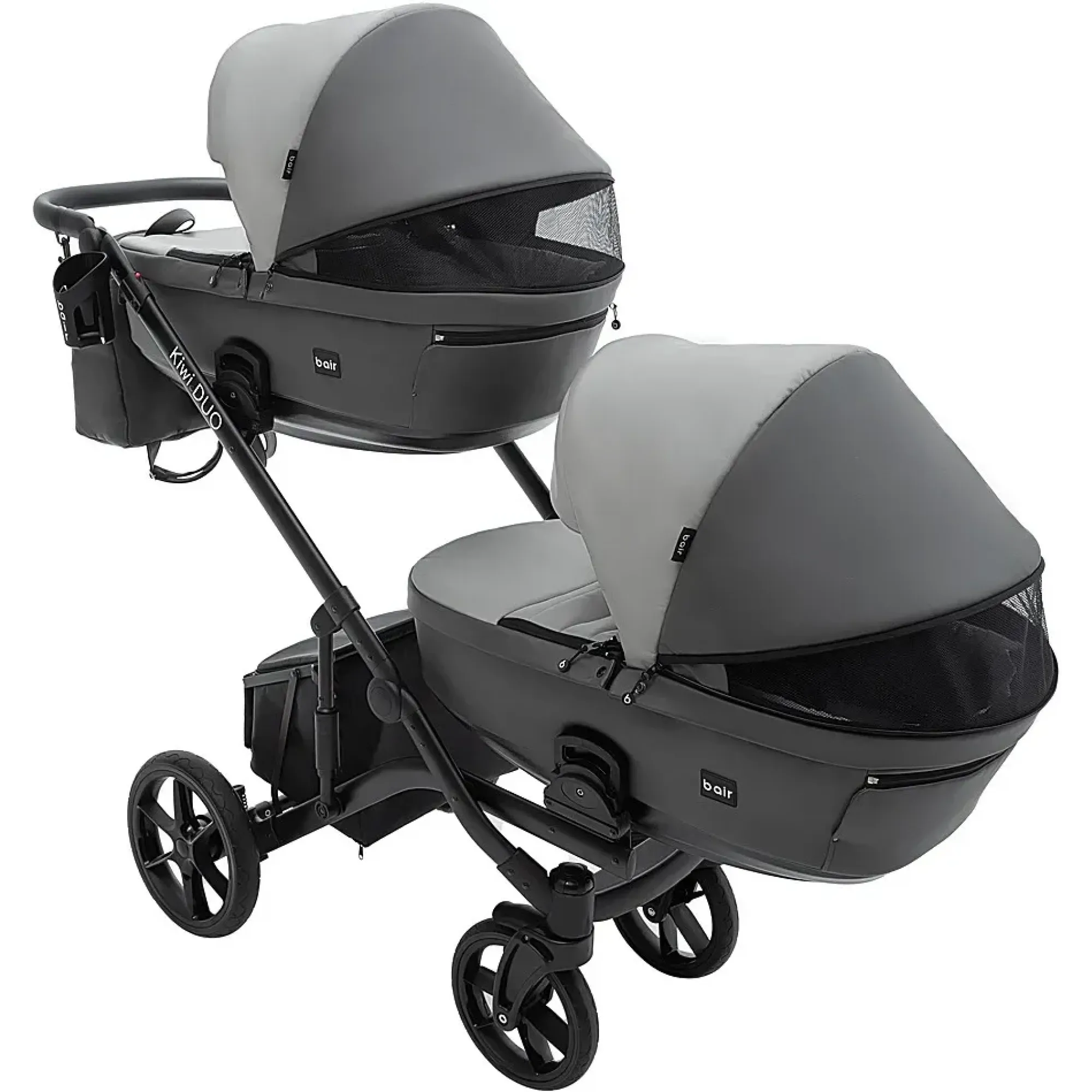 Коляска 2 в 1 для двійні Bair Kiwi DUO ECO BKD-21/15 сірий / графіт