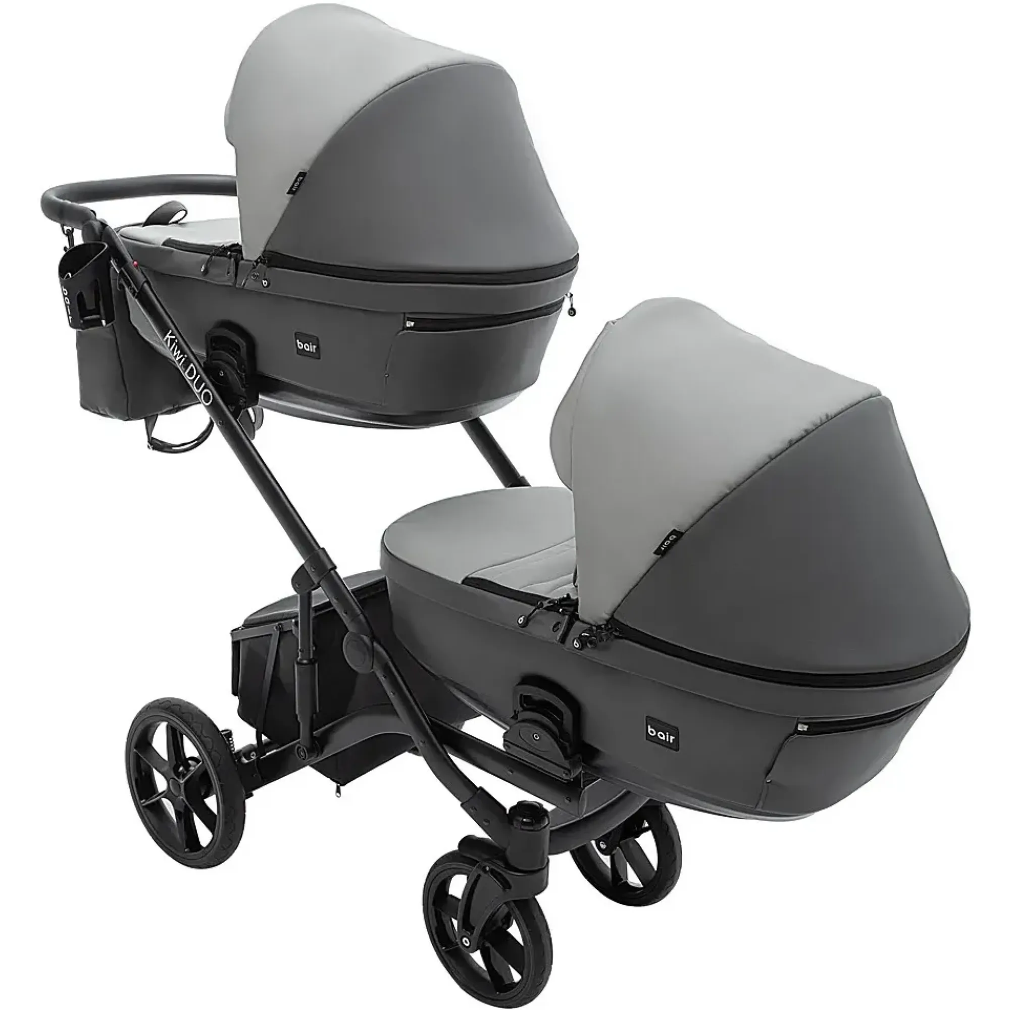 Коляска 2 в 1 для двійні Bair Kiwi DUO ECO BKD-21/15 сірий / графіт