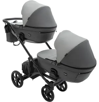 Коляска 2 в 1 для двійні Bair Kiwi DUO ECO BKD-21/15 сірий / графіт