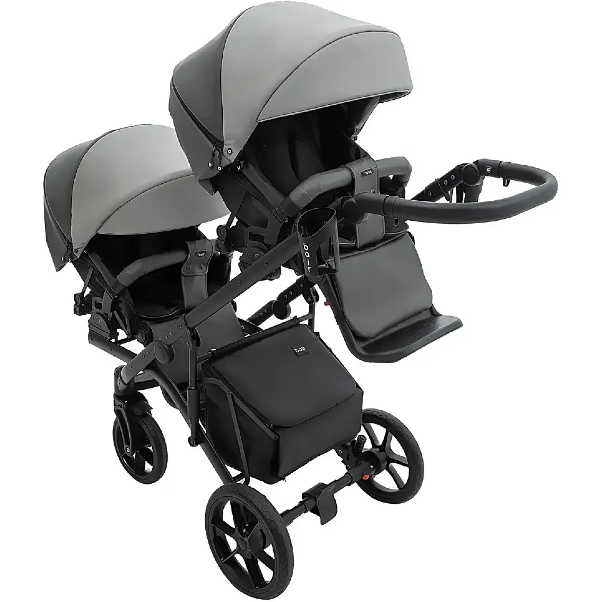 Коляска 2 в 1 для двійні Bair Kiwi DUO ECO BKD-21/15 сірий / графіт