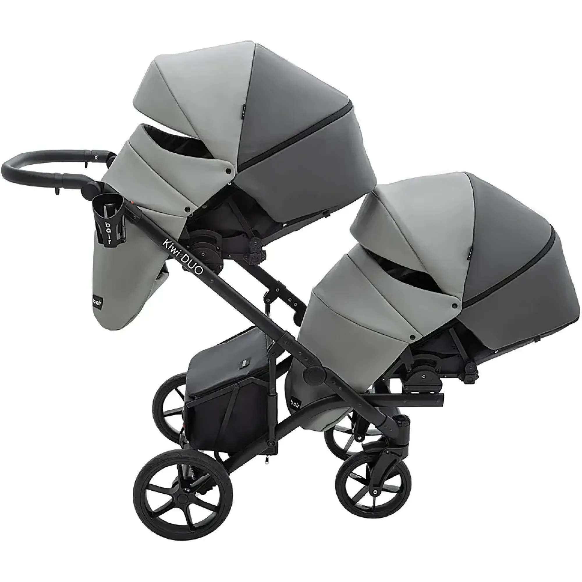 Коляска 2 в 1 для двійні Bair Kiwi DUO ECO BKD-21/15 сірий / графіт