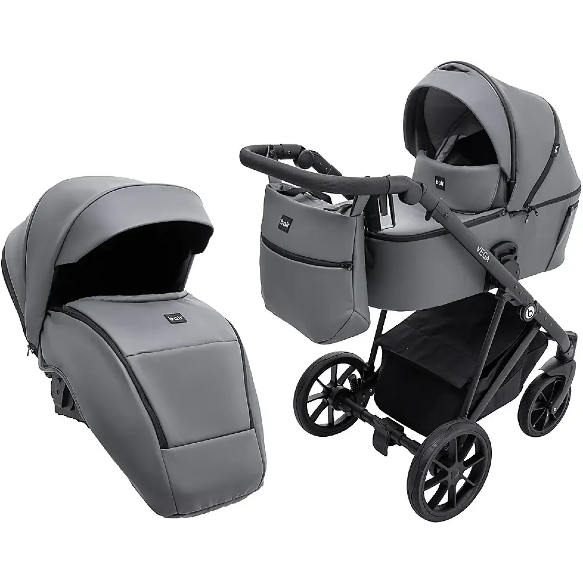 Коляска 2 в 1 Bair Vega ECO VE-47 темно-сірий