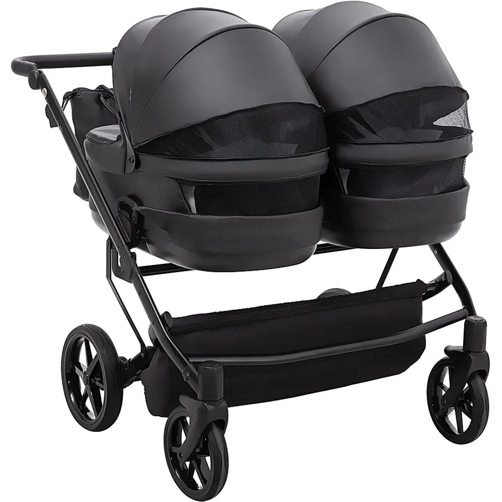 Коляска 2 в 1 для двійні Adamex Leo Duo Eco SA-2 чорний