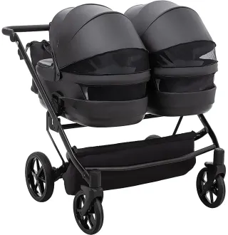 Коляска 2 в 1 для двійні Adamex Leo Duo Eco SA-2 чорний
