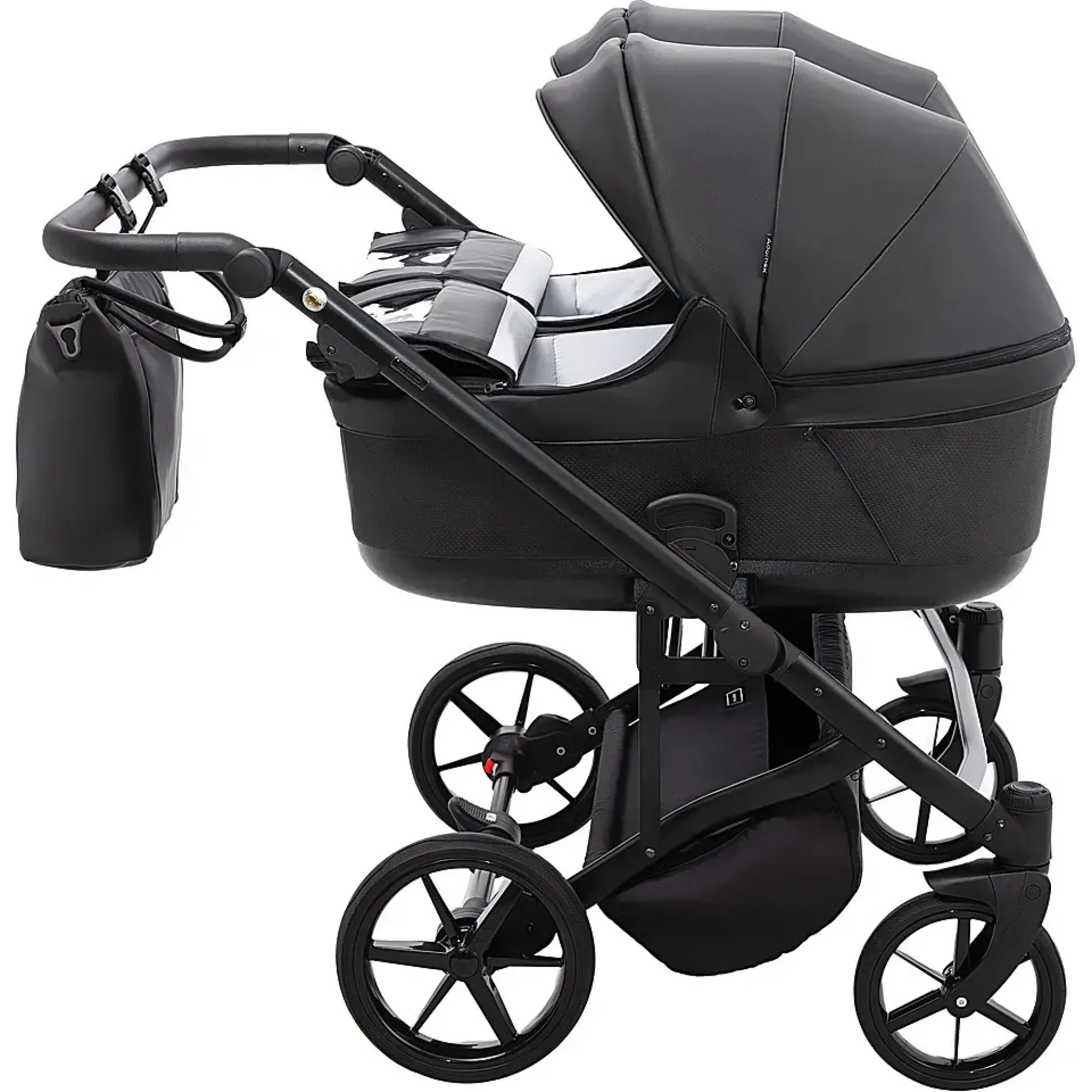 Коляска 2 в 1 для двійні Adamex Leo Duo Eco SA-2 чорний