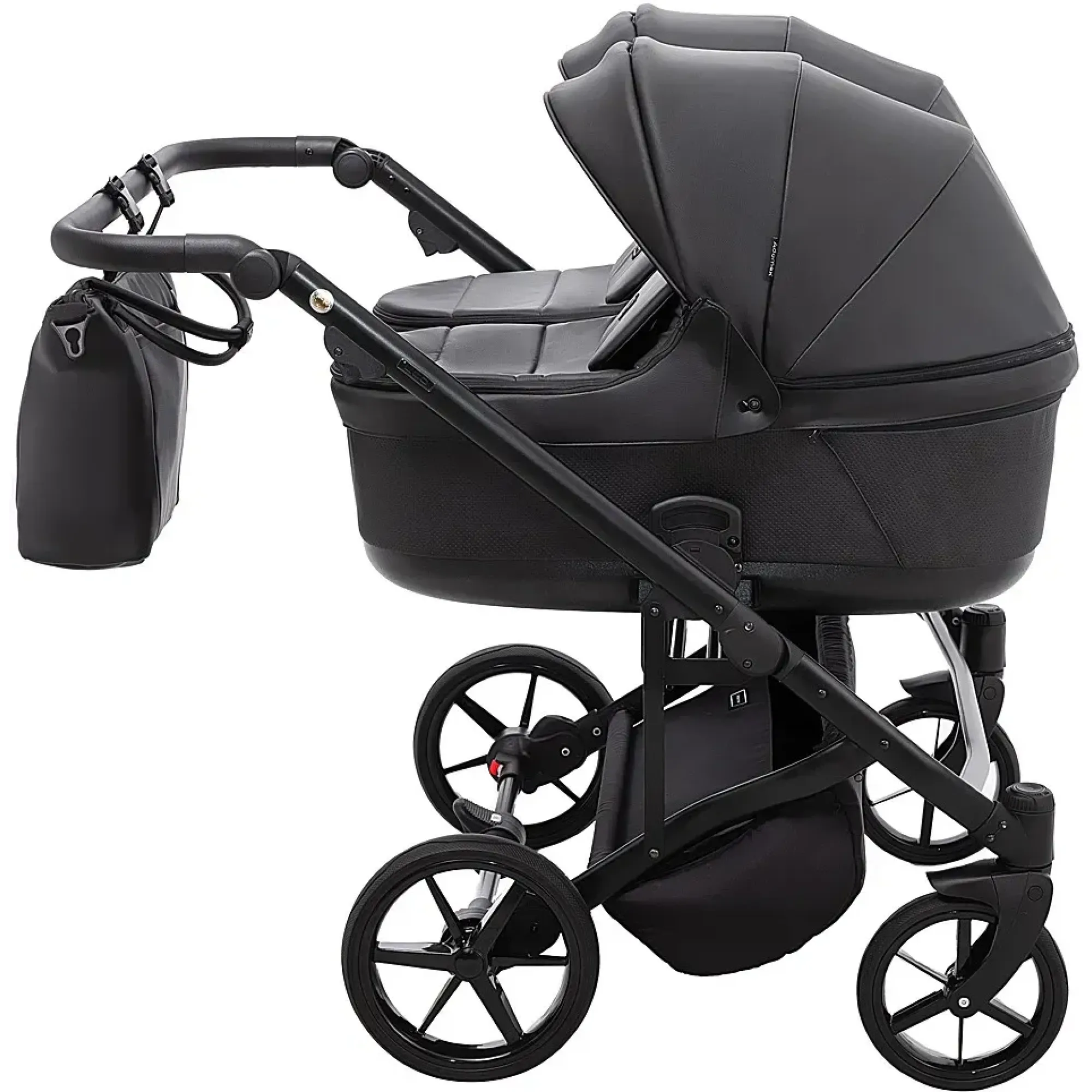 Коляска 2 в 1 для двійні Adamex Leo Duo Eco SA-2 чорний