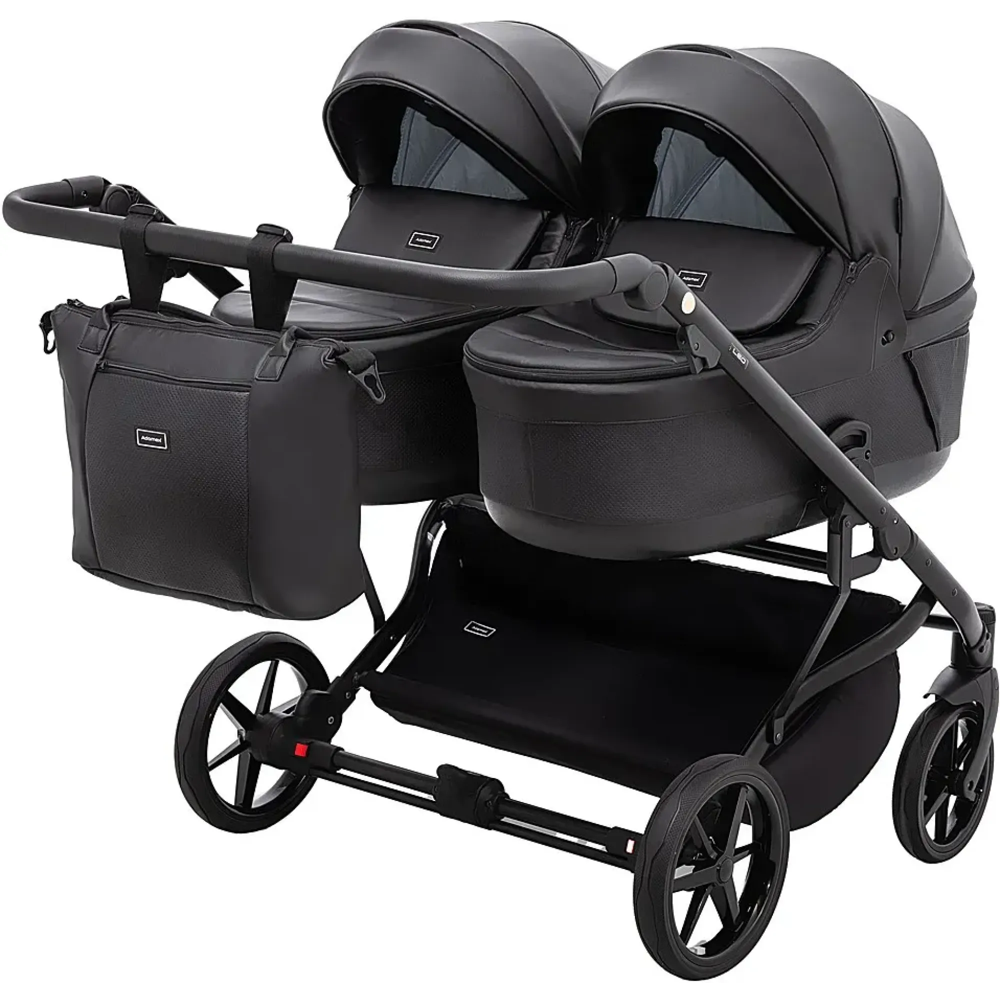 Коляска 2 в 1 для двійні Adamex Leo Duo Eco SA-2 чорний