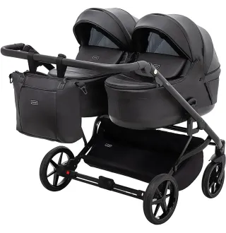 Коляска 2 в 1 для двійні Adamex Leo Duo Eco SA-2 чорний