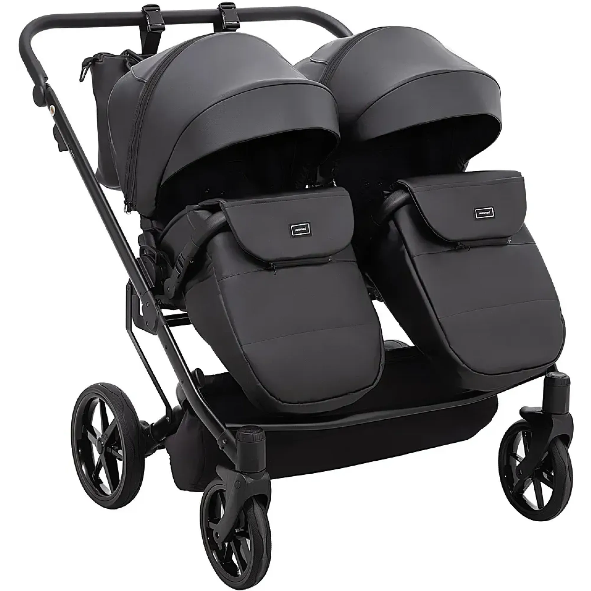 Коляска 2 в 1 для двійні Adamex Leo Duo Eco SA-2 чорний