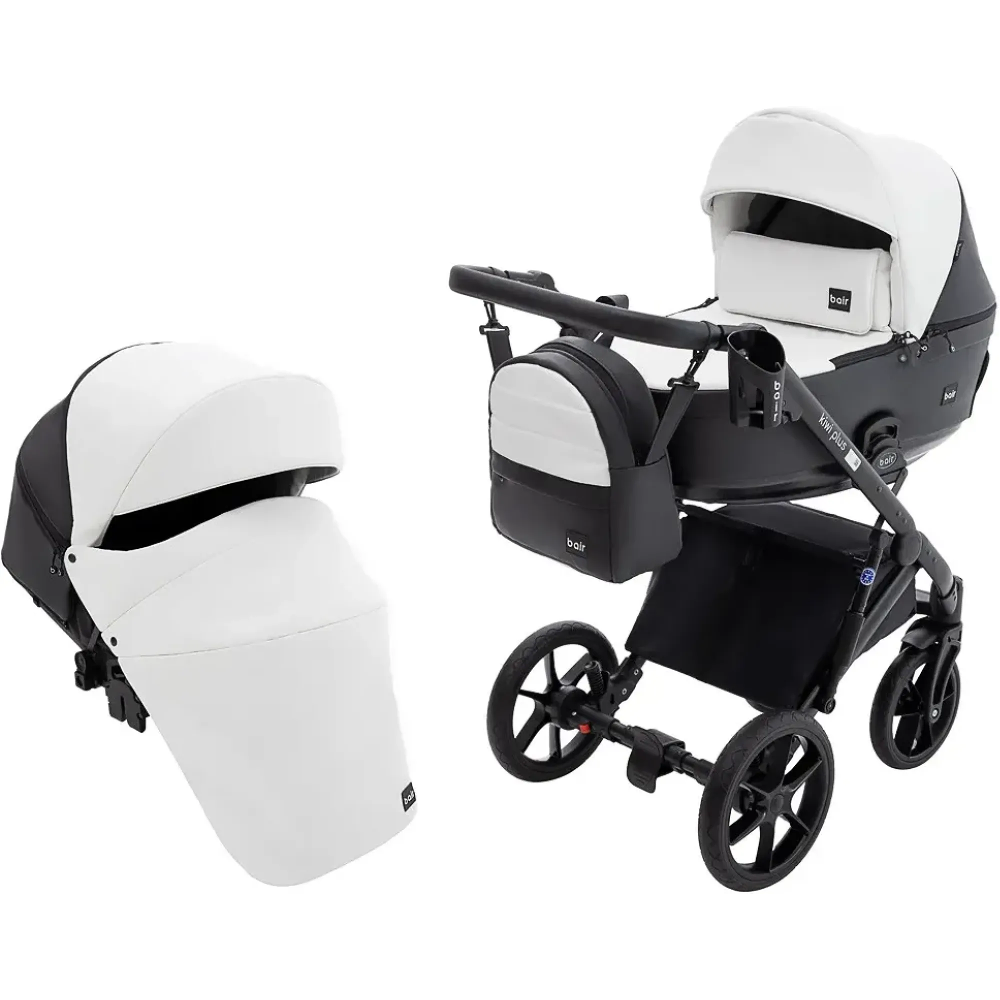 Коляска 2 в 1 Bair Kiwi Plus ECO BKP-51/15 білий / чорний