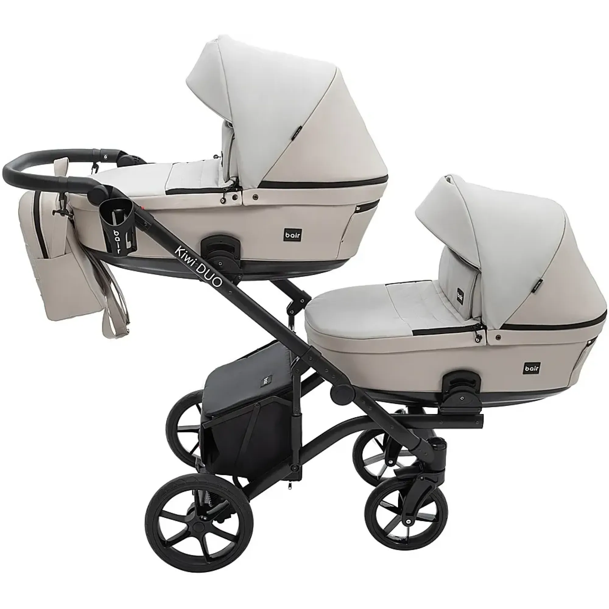 Коляска 2 в 1 для двійні Bair Kiwi DUO ECO BKD-32/33 бежевий / капучино