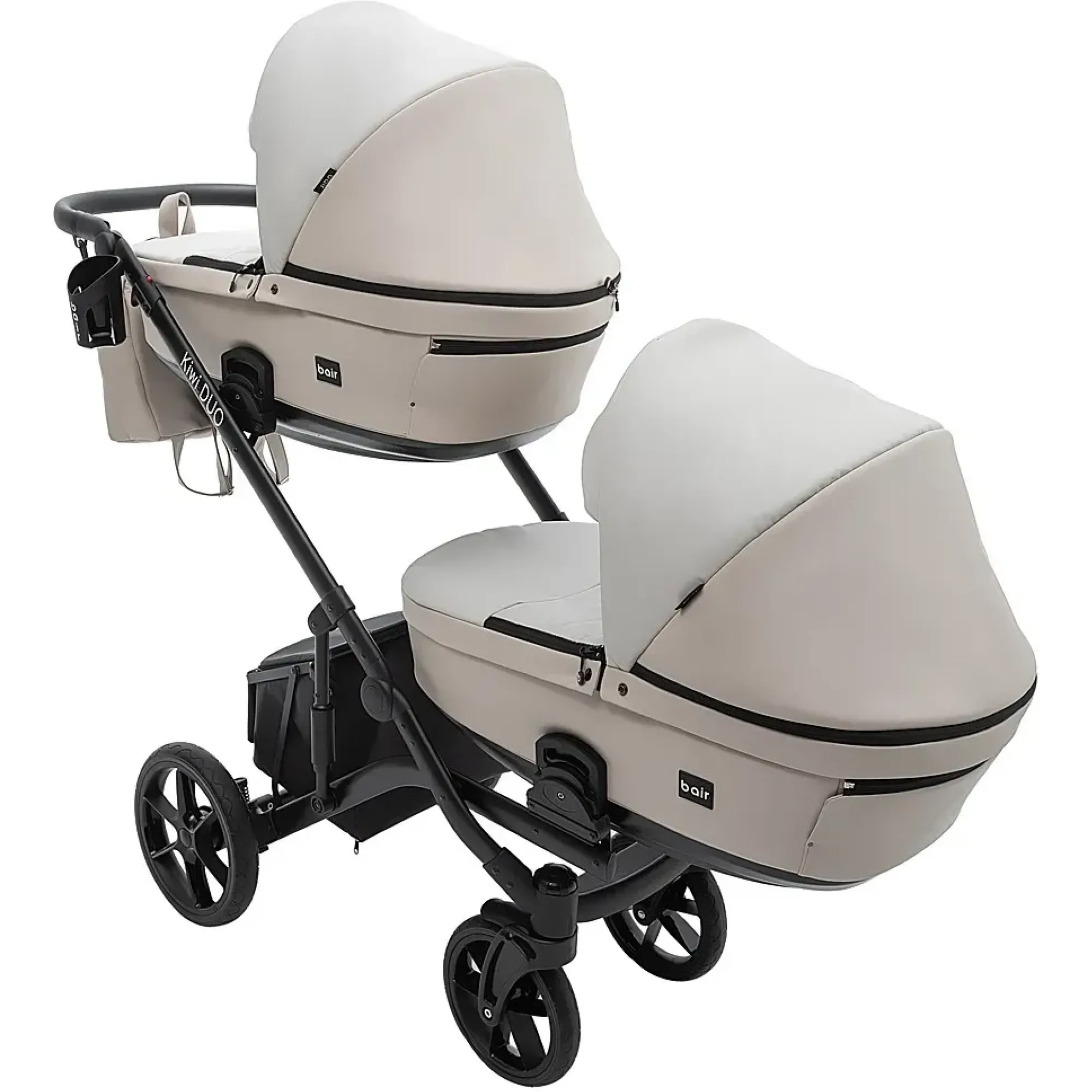 Коляска 2 в 1 для двійні Bair Kiwi DUO ECO BKD-32/33 бежевий / капучино