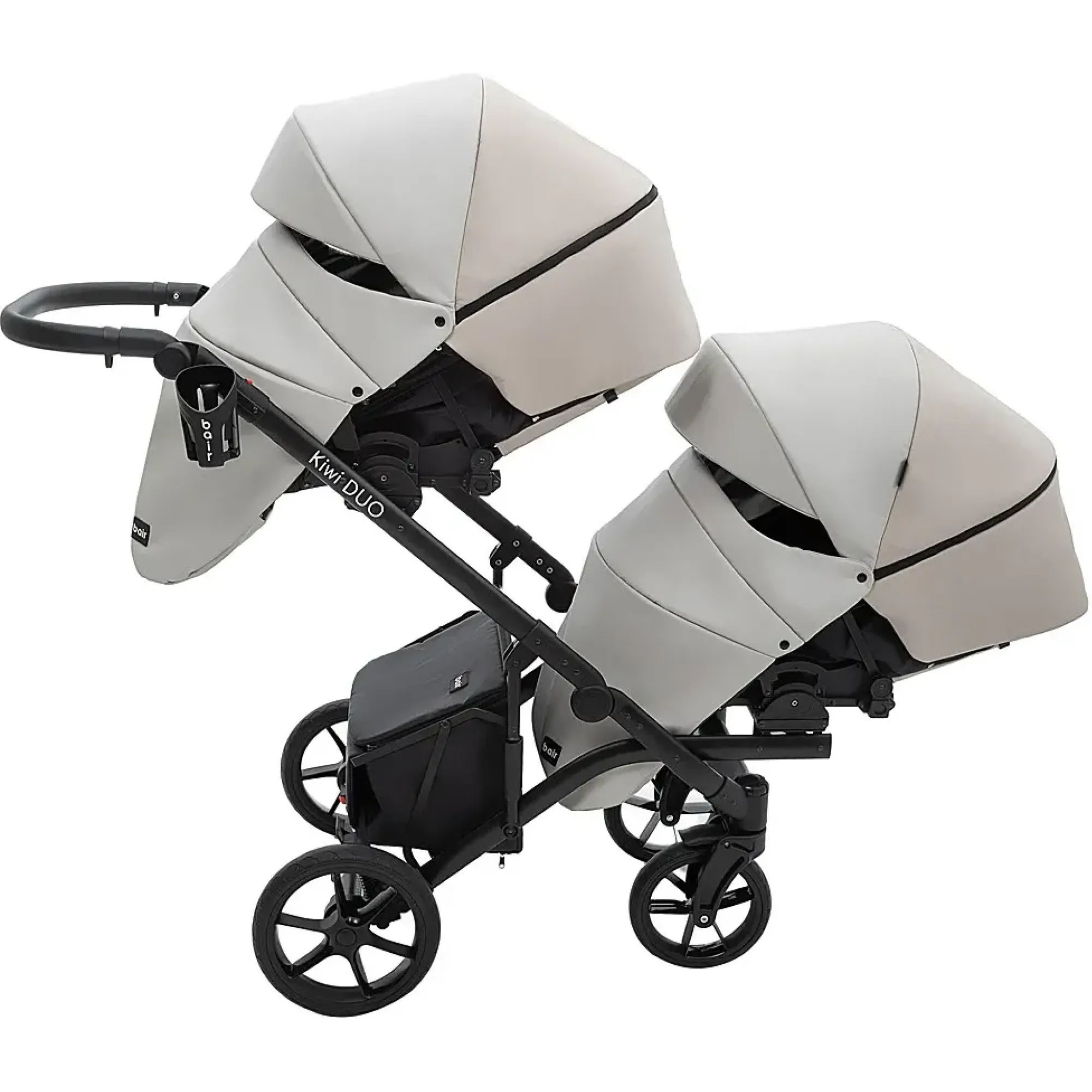 Коляска 2 в 1 для двійні Bair Kiwi DUO ECO BKD-32/33 бежевий / капучино