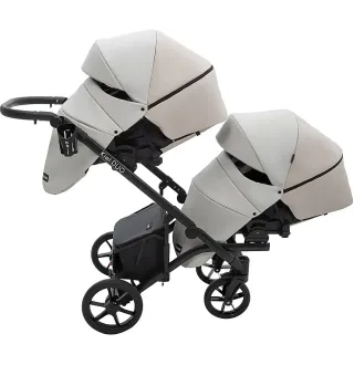 Коляска 2 в 1 для двійні Bair Kiwi DUO ECO BKD-32/33 бежевий / капучино