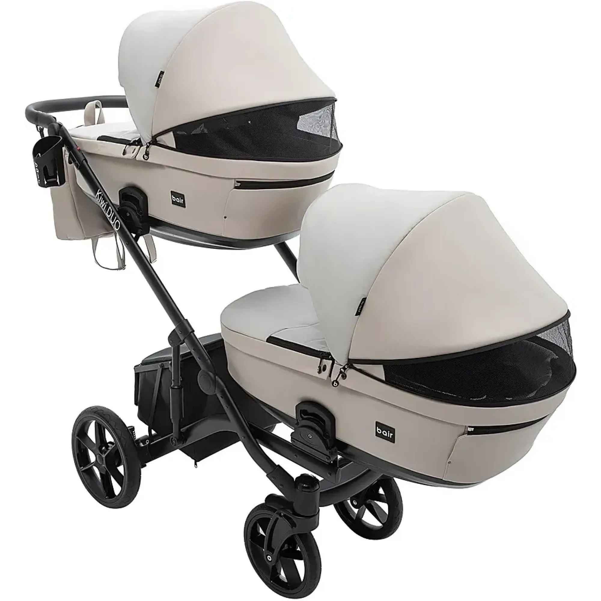 Коляска 2 в 1 для двійні Bair Kiwi DUO ECO BKD-32/33 бежевий / капучино