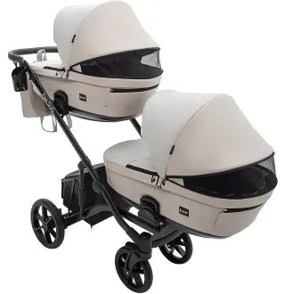 Коляска 2 в 1 для двійні Bair Kiwi DUO ECO BKD-32/33 бежевий / капучино