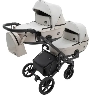 Коляска 2 в 1 для двійні Bair Kiwi DUO ECO BKD-32/33 бежевий / капучино
