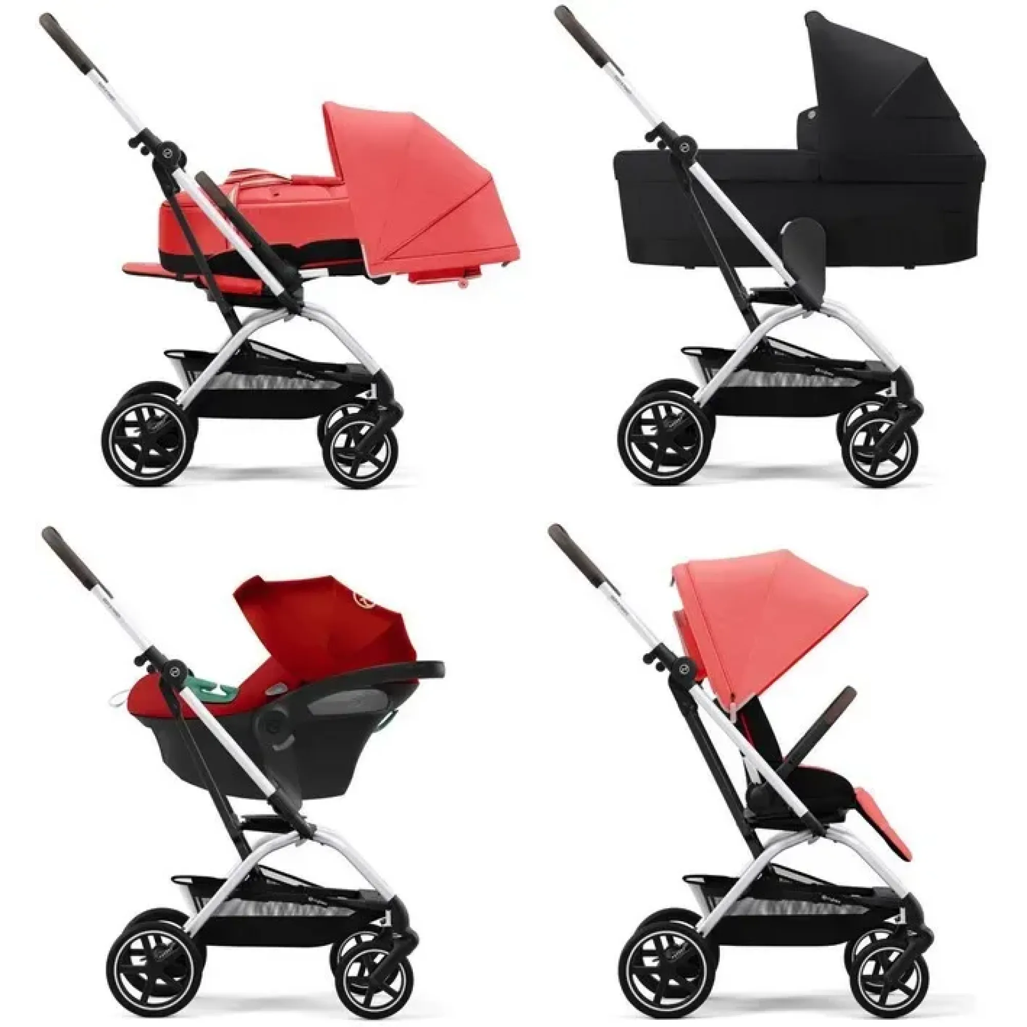 Прогулянкова коляска Cybex Eezy S Twist+ 2 SLV Hibiscus Red (з бампером)