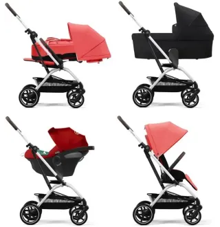 Прогулянкова коляска Cybex Eezy S Twist+ 2 SLV Hibiscus Red (з бампером)