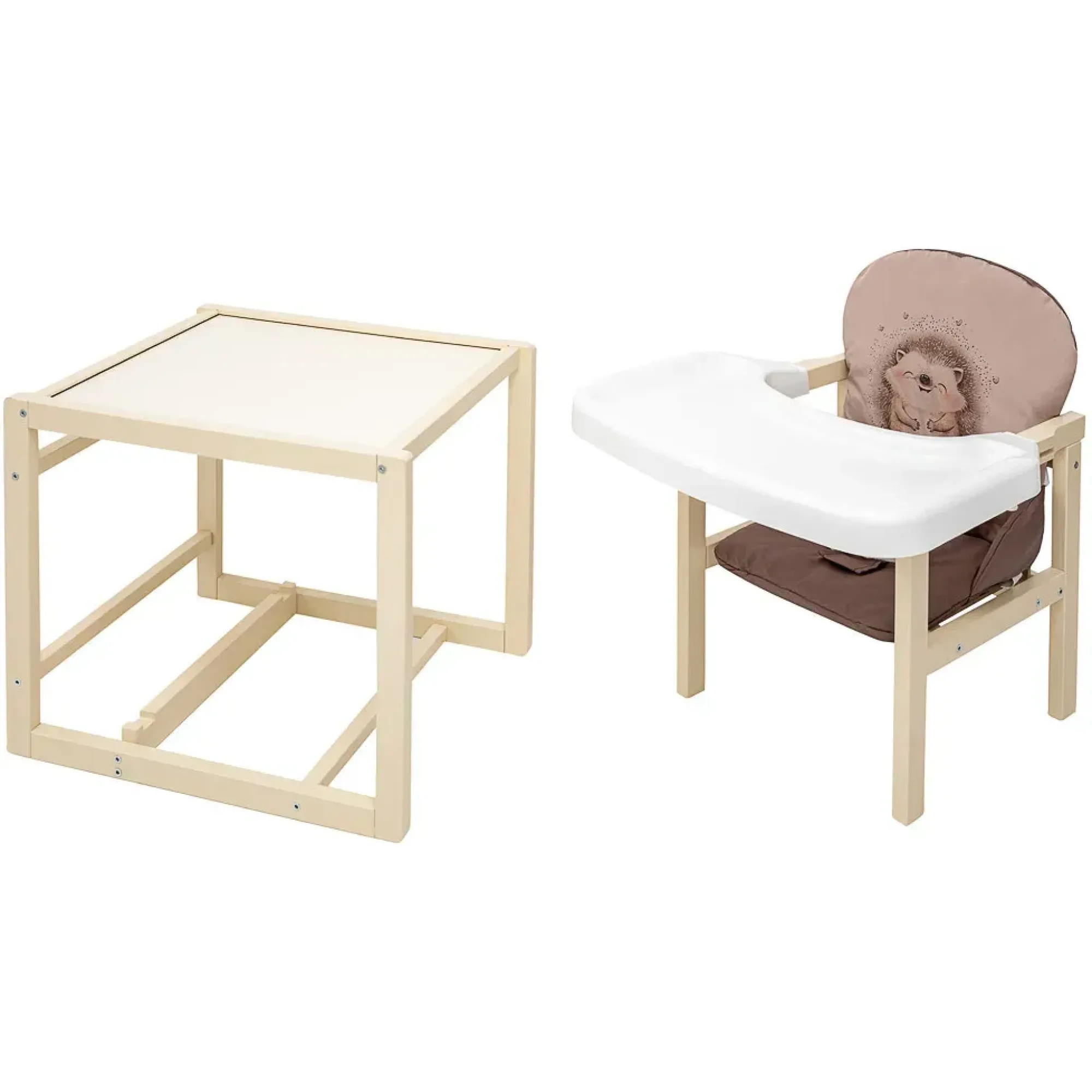 Стільчик-трансформер Babyroom Пеппі-260 слонова кістка капучино / шоколад (їжачок, серця)