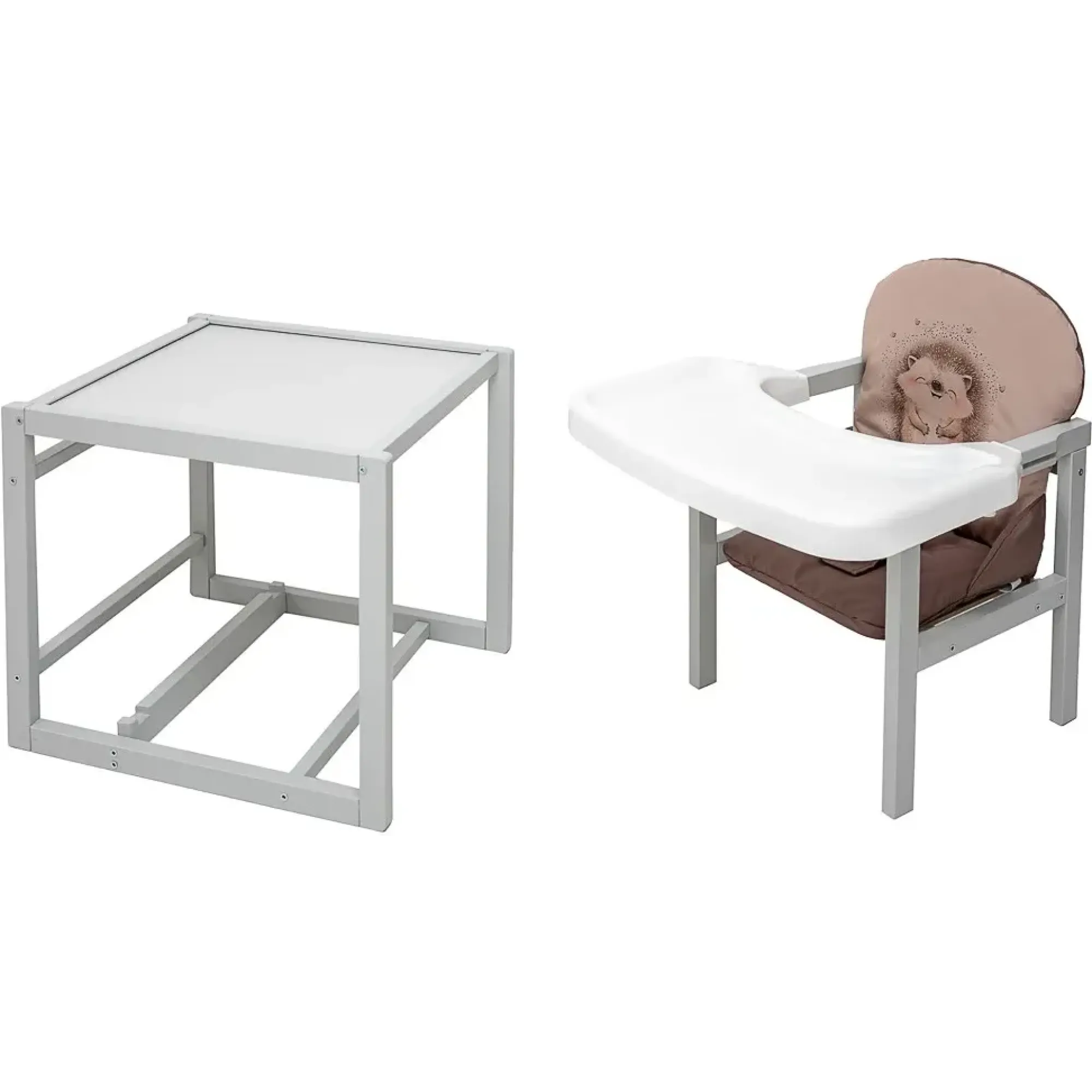 Стільчик-трансформер Babyroom Пеппі-250 сірий капучино / шоколад (їжачок, серця)